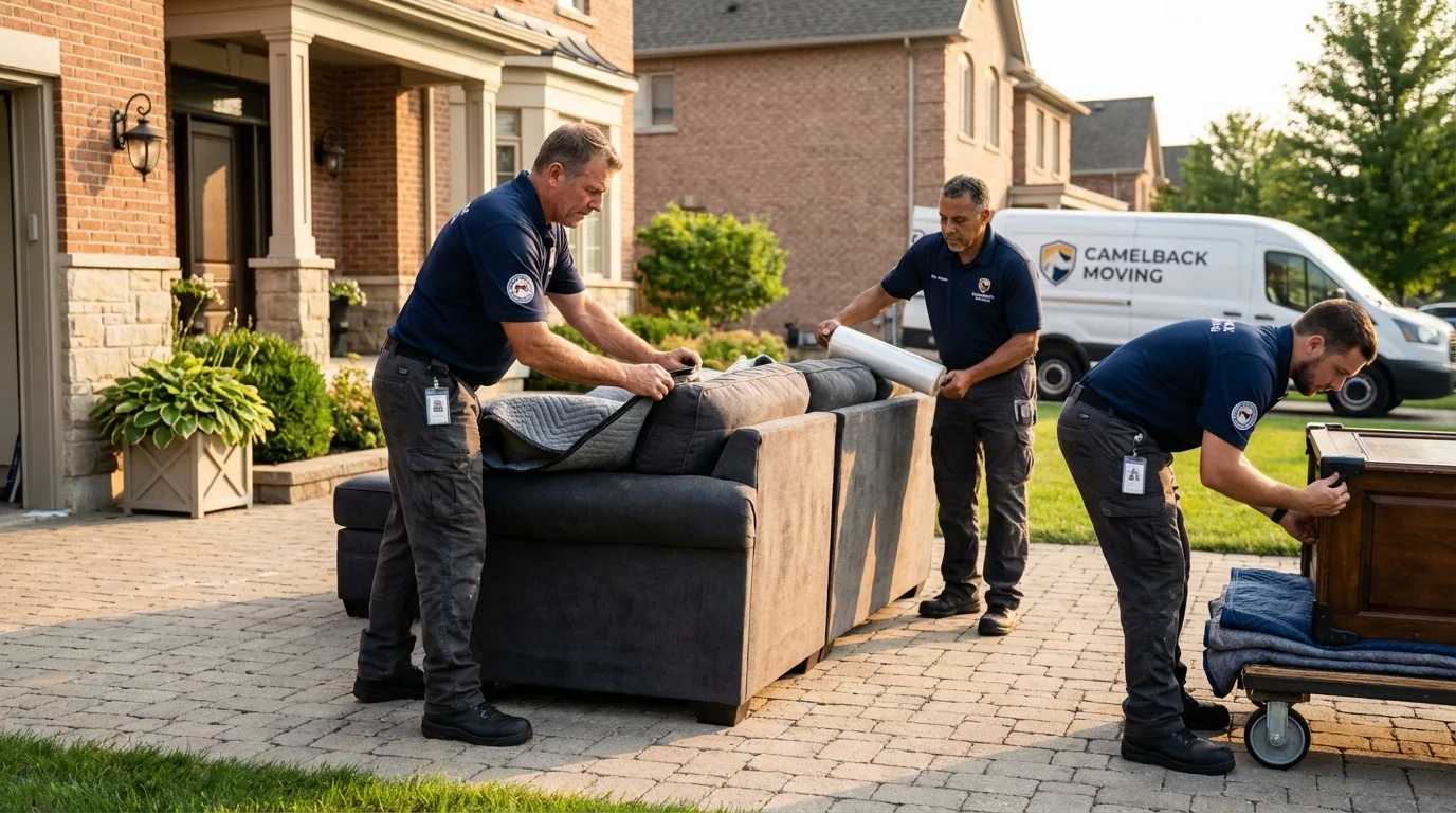 Large estate moving crew wrapping furniture in Westernport, MD